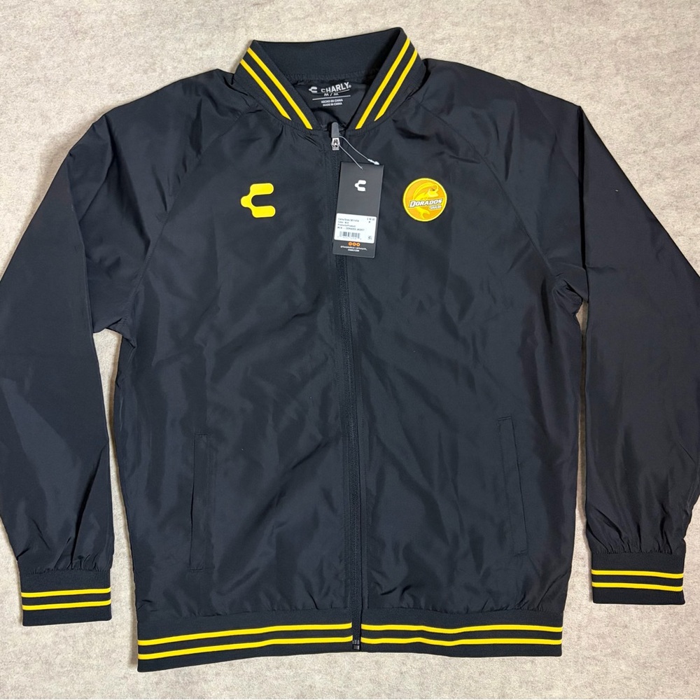Dorados de Sinoloa Charly Futbol Soccer Jacket Men Medium‎ Black Full Zip NWT